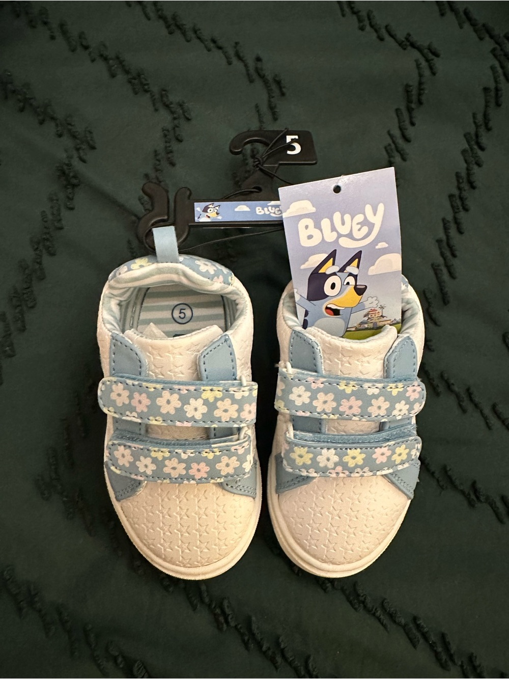 Floral Bluey Light Blue and White Kids Sneakers